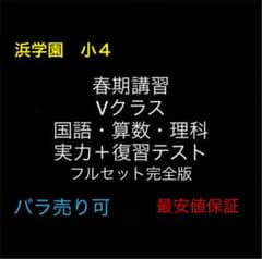 浜学園 小4 Vクラス 2024年度版 春期講習 国語・算数・理科 解答解説