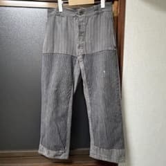 40s 50s フレンチヴィンテージ ストライプ ワークパンツ ユーロ古着のサムネイル