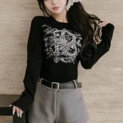 Darich ダーリッチ DRビジューフラワーリブニットトップス BLK - メルカリ