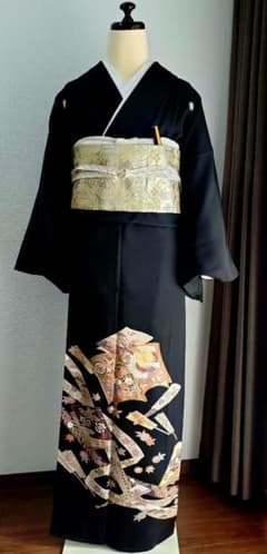 黒留袖 長襦袢 袋帯 帯締め 帯揚げ 末広 6点フルセット 美品 未使用
