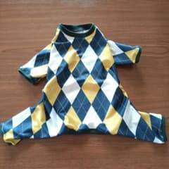犬服ハンドメイド＊長袖ロンパース　男の子Ｌサイズのサムネイル