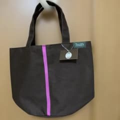 TULLY'S COFFEE トートバッグ ブラウン ピンクライン