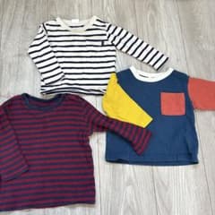 キッズ 長袖カットソー 3枚セット ボーダー マルチカラー