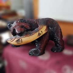 木製クマの置物 魚を咥えたデザインfさんfuzzyさん専用のサムネイル