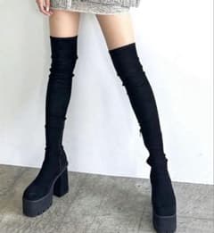 美品】EMODA厚底 ニーハイブーツ ブラックSサイズ 即購入OK❗️ - メルカリ