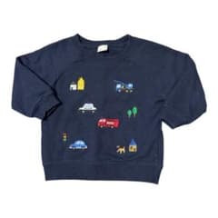 petitmain 刺繍付きネイビー トレーナー 働く車　90のサムネイル