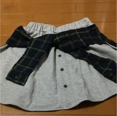 ANAPグレー×緑チェックスカートフリーサイズのサムネイル