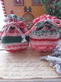Xmasカラー♪巾着小物入れ2個セット★.。・:*:・゜`☆.。・:☆♪のサムネイル
