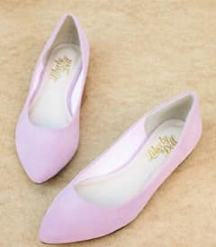 ピンク パンプス スエード ペタンコパンプスのサムネイル