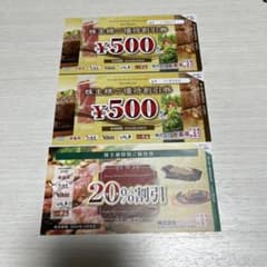 株主優待券 ¥500×2枚 + 20%割引券のサムネイル