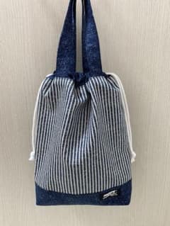 ハンドメイド　持ち手付き巾着型シューズ入れ　小　《No.2》のサムネイル
