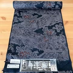 専用⭐最終価格⭐個性派⭐紬⭐小紋⭐反物⭐レトロ柄 小紋（正倉院十字文/灰白色・紬地） ※特別価格工芸キモノ 野口『着物