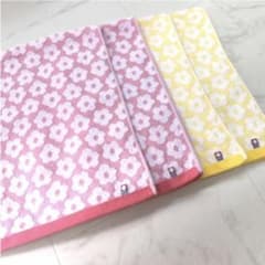 【生産終了在庫限り】今治タオル 薄手 フェイスタオル 花柄ピンク&イエロー各2枚のサムネイル