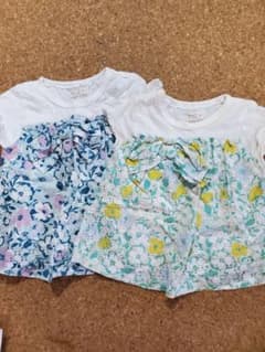 Tシャツ 2枚セット 花柄 リボン 95cmのサムネイル