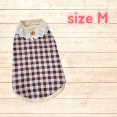 犬服 ハンドメイド チェック柄タンクトップ（パープル） 綿麻 M - メルカリ