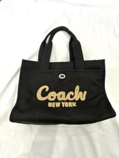 COACH コーチ トートバッグ ブラック ロゴ刺繍 A4収納可能 大容量のサムネイル