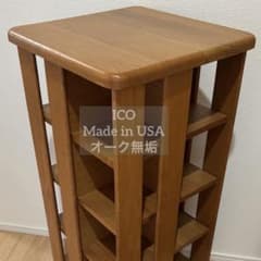 レア美品 アメリカ製 ICO 無垢オーク材 回転式CDラック 収納棚 木製