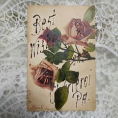 1900年代初期アンティークポストカード 海外蚤の市 シックな薔薇④