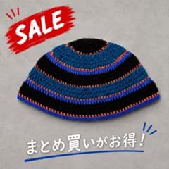 04 クラッシャーハット クロシェハット ブラック×ブルー×オレンジ 男女兼用のサムネイル