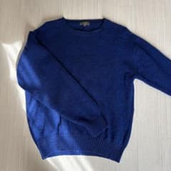 ブルー ネップニット セーター L 青 オレンジ 古着 レトロ メンズのサムネイル
