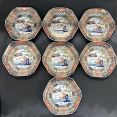 有田焼 古伊万里 幸楽窯 錦色絵山水 六角皿 陶磁器皿 7枚 - メルカリ
