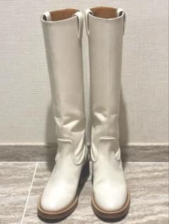 レザー ロングブーツ ホワイトのサムネイル