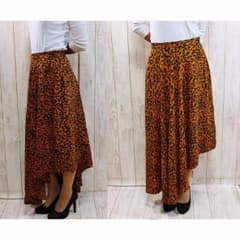 S34【 M 】SLY/スライ レオパード柄マキシ丈スカート ロング アシメのサムネイル