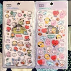 BT21 BTS 쁘띠 드롭 스티커 2종 세트 카미오 재팬 정규품