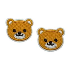 2個セット 刺繍ワッペン 熊 顔 動物 子供 かわいい ［HARE］DB059のサムネイル