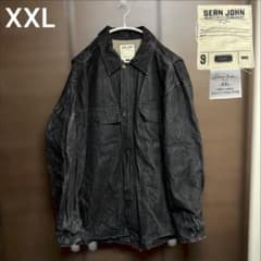 【MCM】希少90s~ロゴ刺繍・短丈ブラックデニムジャケット・ブルゾン　Y2K 希少XXL】90s ショーンジョン ブラックデニム ワークジャケット 刺繍