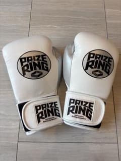 PRIZE RING ボクシンググローブ 8oz 本革製 ホワイト ピンクの汚れのサムネイル
