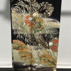 D741 黒留袖 花模様 金彩 正絹 着物 袷 極美品 - メルカリ