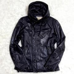 極美品 XL キャサリンハムネット ゴート レザー フーディー パーカー 黒 極美品 XL キャサリンハムネット ゴート レザー フーディー パーカー