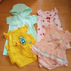 女の子用ベビーロンパース カバーオール まとめ売り4枚セット 60