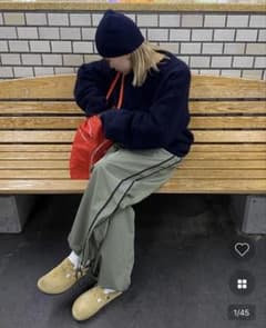 nugu hoop ユニセックスバイカラーワイドゴムパンツのサムネイル