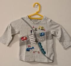 乗り物柄 長袖Tシャツ 90cmのサムネイル