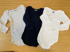 PETIT BATEAU 長袖 ボディスーツ肌着 3色セット 12m 18mのサムネイル