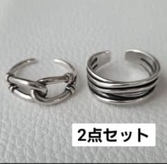 メンズ リング シルバー 2点セット S925 韓国 指輪 ヴィンテージ f3のサムネイル