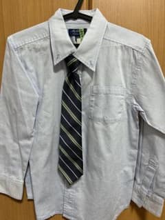 美品120長袖シャツ ネクタイ付き ライトブルー2点セットのサムネイル