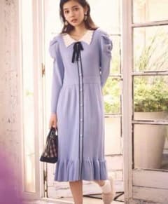 31 Sons de modeレース編み襟付きニットワンピースのサムネイル