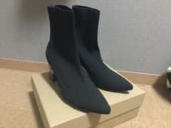 ショートニットブーツ　ソックスブーツ　ストレッチブーツ　スクエアハイヒールのサムネイル