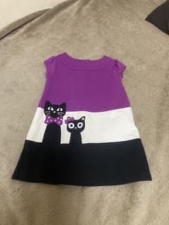 猫刺繍の紫と黒のワンピース　ジンボリーのサムネイル