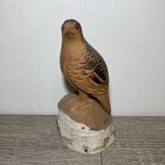 E-4 希少 昭和55年物 飛騨高山 一位一刀彫 雷鳥 木彫り 置物 さくら井