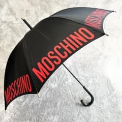 MOSCHINO モスキーノ 長傘 ビッグロゴ ブラック レッド 86cm - メルカリ