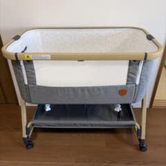 【美品】HZDMJ ベビーベッド 折りたたみ グレー 高さ6段階（収納袋なし）のサムネイル