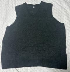 UNIQLO メンズ Vネック ニットベスト チャコールグレー L - 5