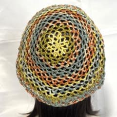 No.73A 橙緑黄色mix ベレー帽 アクリル ハンドメイド - メルカリ
