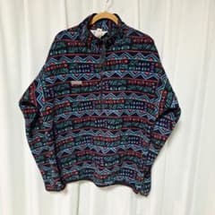 Columbia フリース メンズ L USA製 総柄 ハーフジップ 古着のサムネイル
