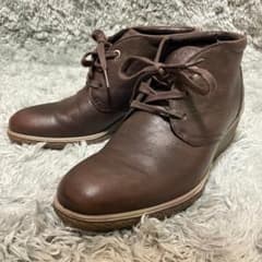 【美品】ECCO ショートブーツ 24cm 茶 レザー