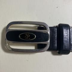 90s KARL LAGERFELD ベルト ブラック レザー ロゴバックル - 5